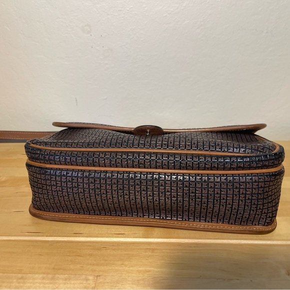 Ted Lapidus Paris Vintage 80s Monogram Leather Crossbody Bag flap closure - Picture 6 of 16